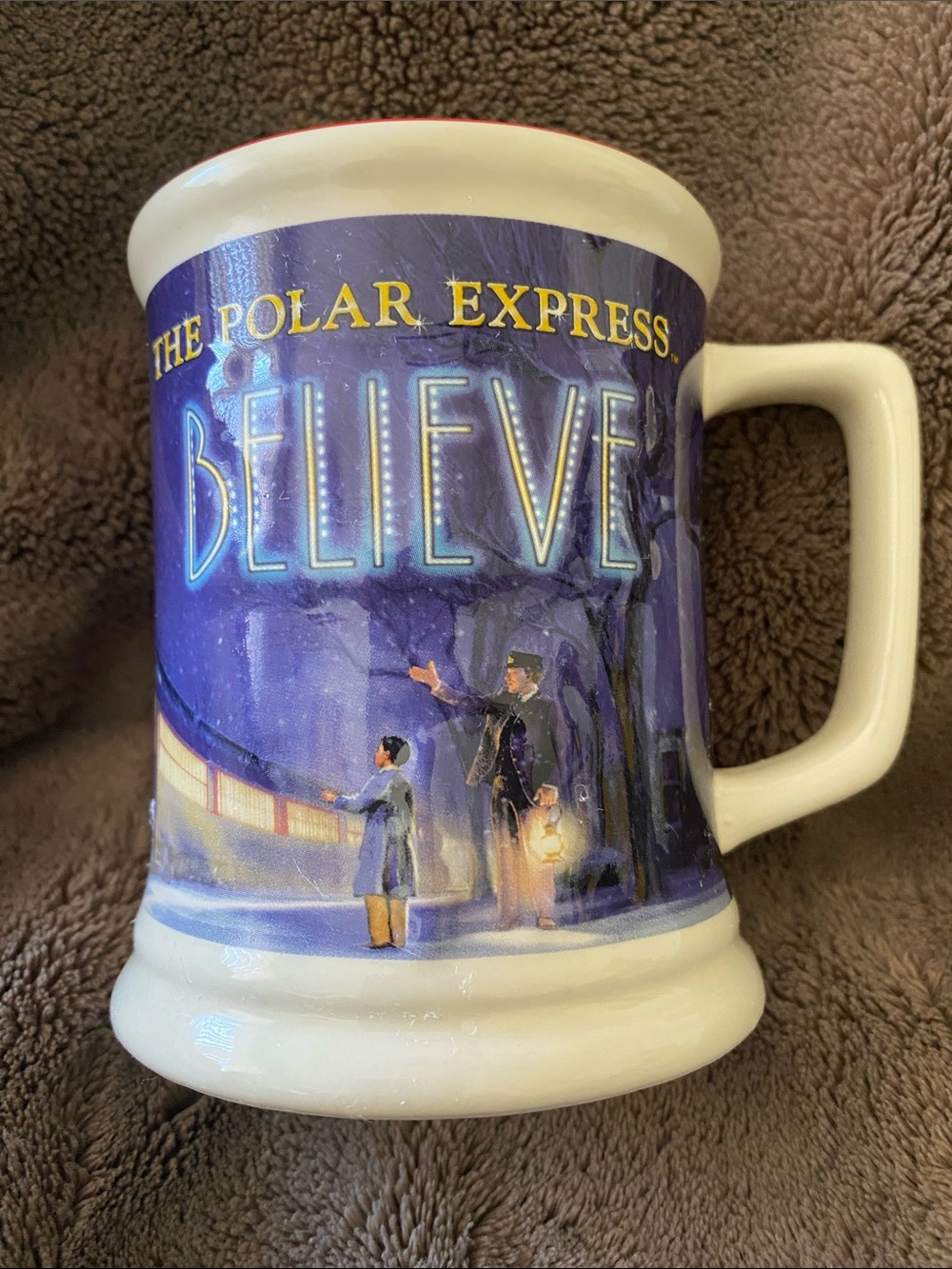 The Polar Express "Believe" 5” Tall Collectible Mug - Blue Winter Scene